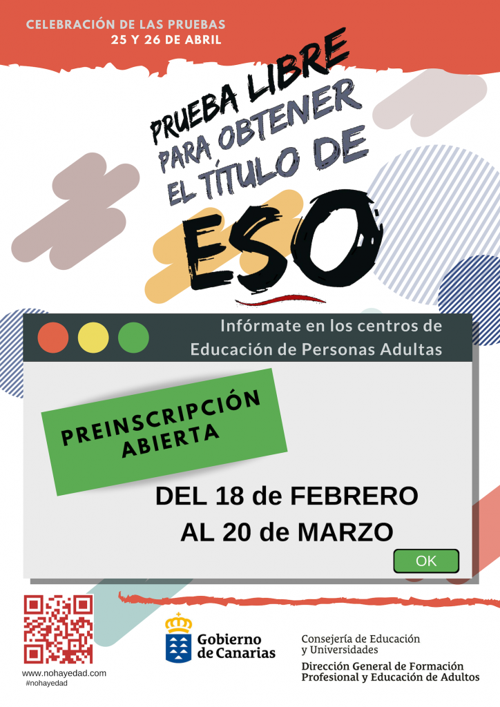 convocatoria examen libre acceso a ESO del gobierno de Canarias