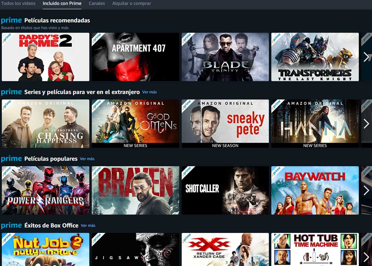 amazon prime videos con los recomendados gratis