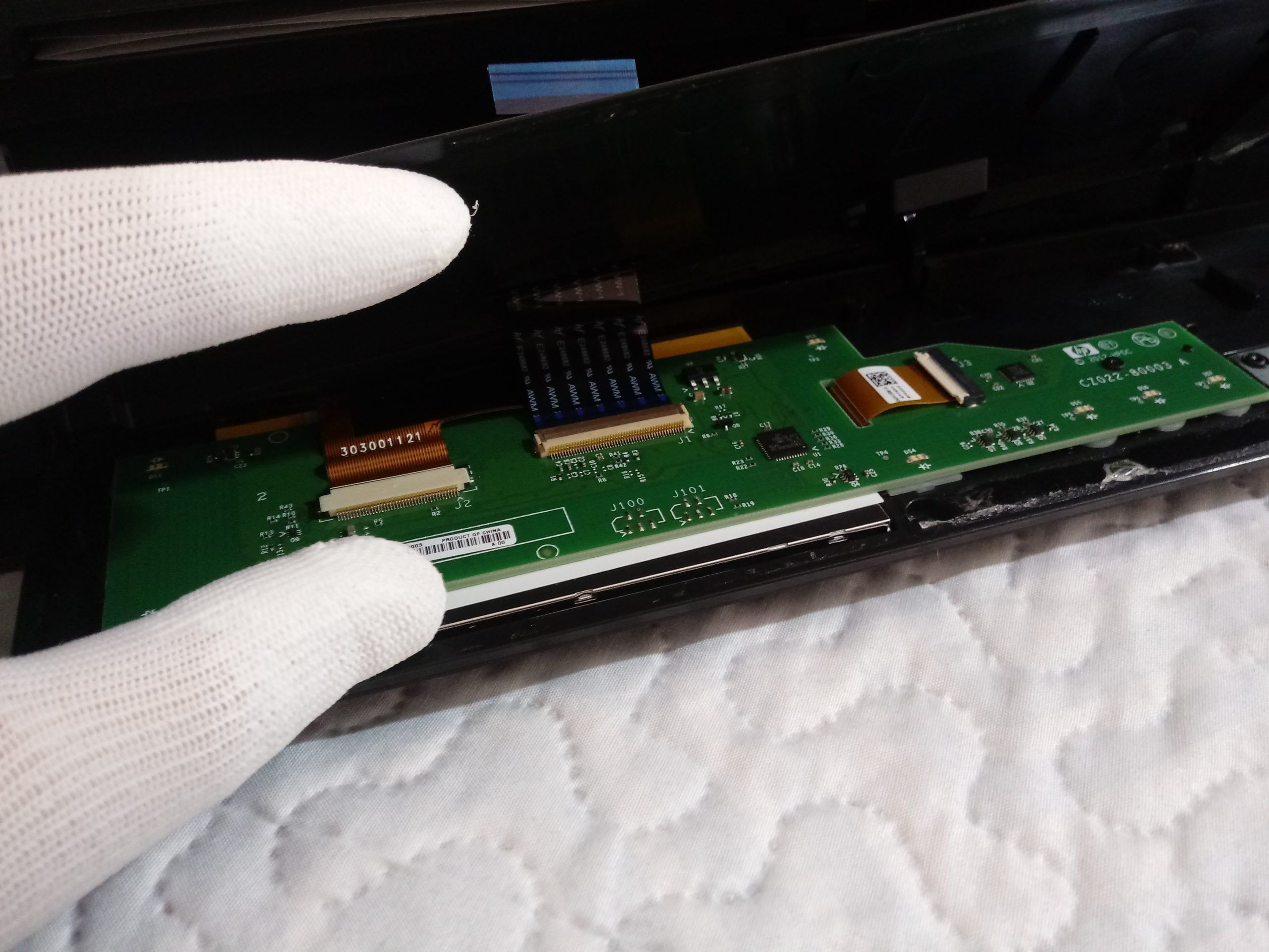 cinta flexible impresora envy 120 en el conector del display