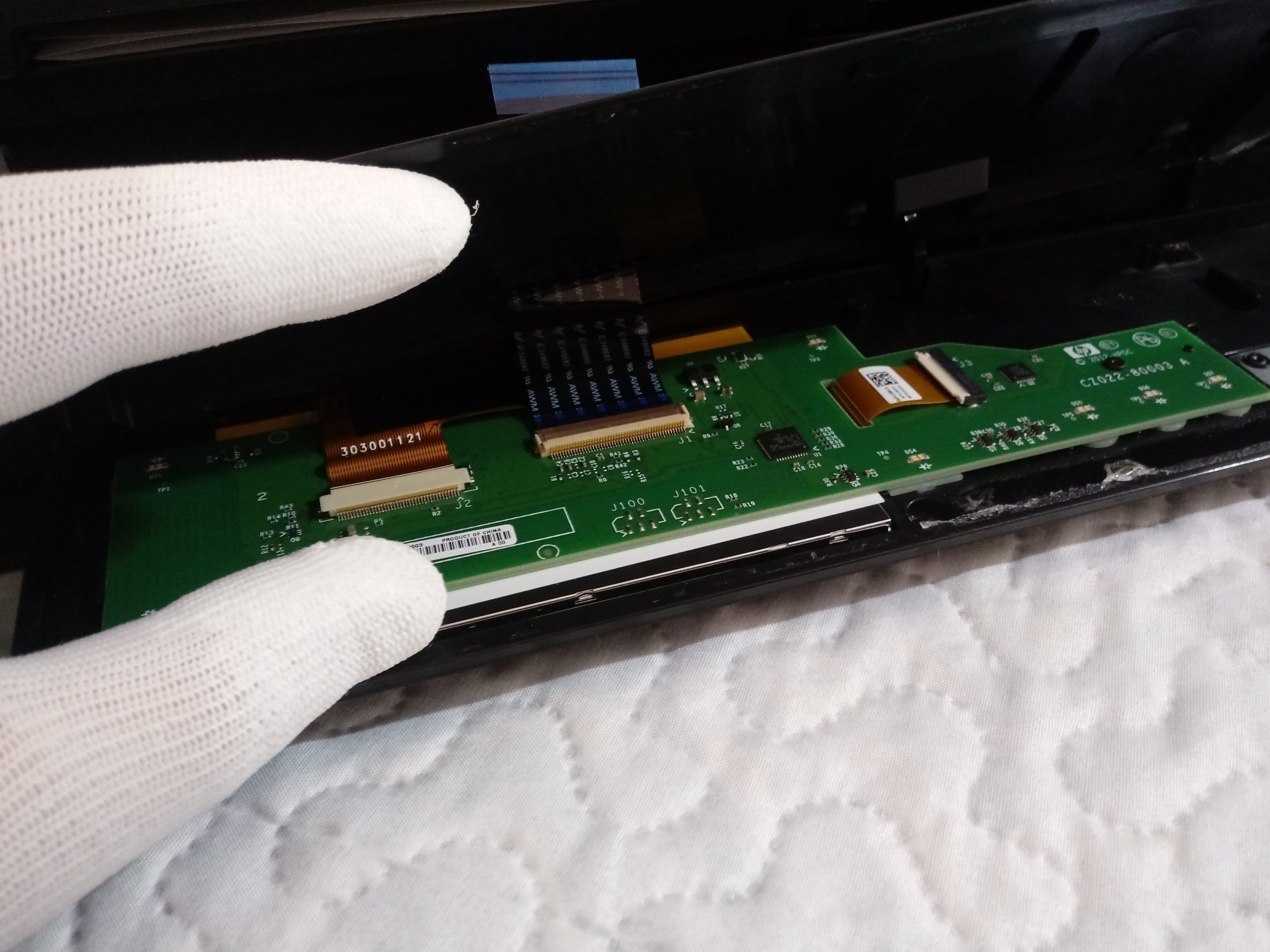 cinta flexible impresora envy 120 en el conector del display