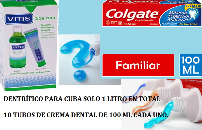 TUBOS DE PASTA DENTAL PARA CUBA