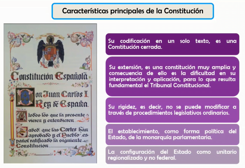 Las características de la constitución española de 1978