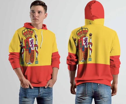 Bandera España Sudadera Hombre con Capucha Hoodie Mujer Casual con Bolsillo
