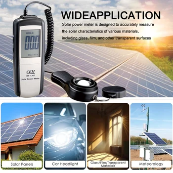 Medidor digital de energía solar Instrumento de medición de radiación de luz solar para energía solar de hasta 2000 W/m2